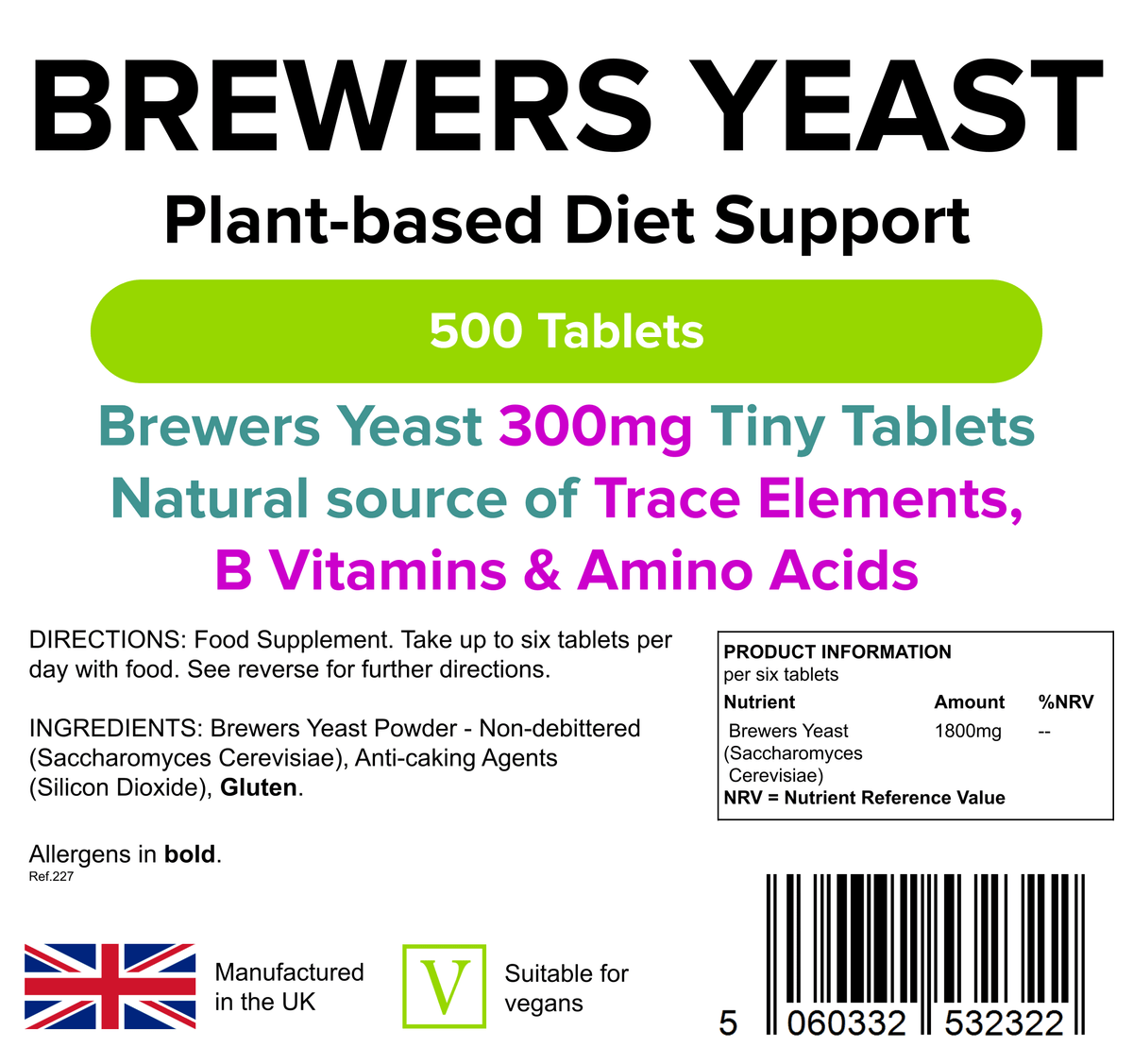 Brewers Yeast 300mg Tablets Vitamins Lindens