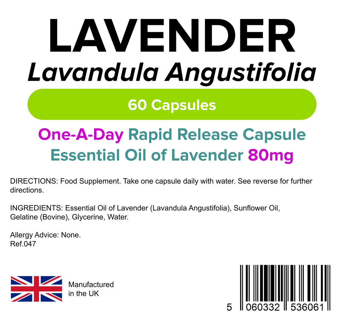lavender flower capsules Lavender (Essential Oil) 80mg Capsules | Supplements