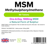 MSM (methylsulphonylmethane) 1000mg Tablets lindensUK 