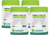 Omega 3 Fish Oil (30% DHA-EPA) Capsules lindensUK 4 x 90's 