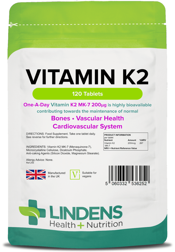 Vitamin K2 200mcg Tablets lindensUK 