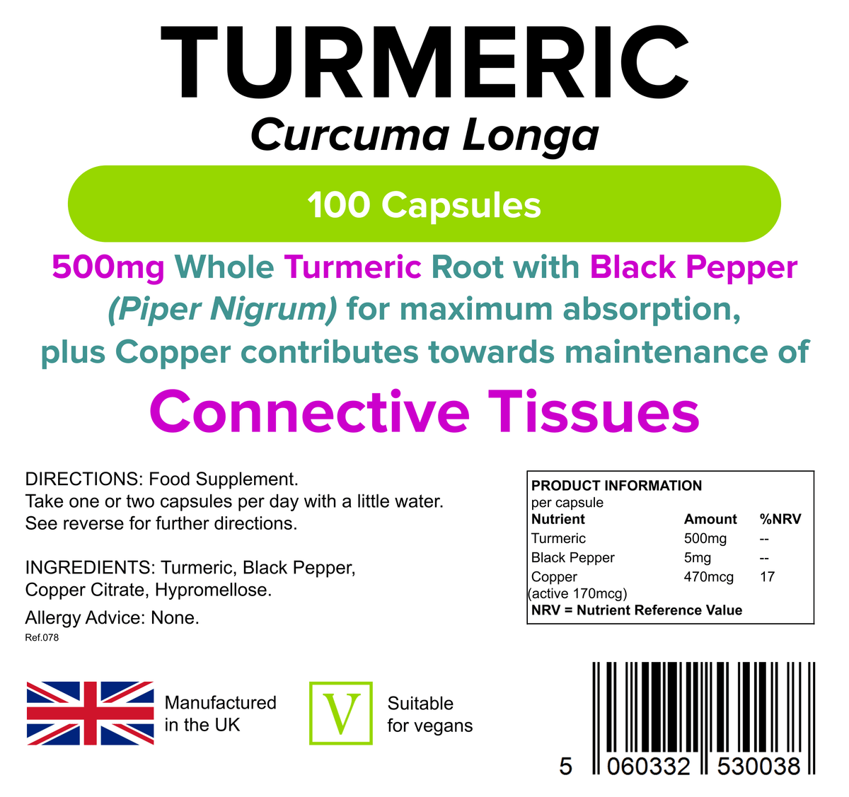 Turmeric 500mg Capsules Turmeric Curcumin 500mg Supplement Lindens