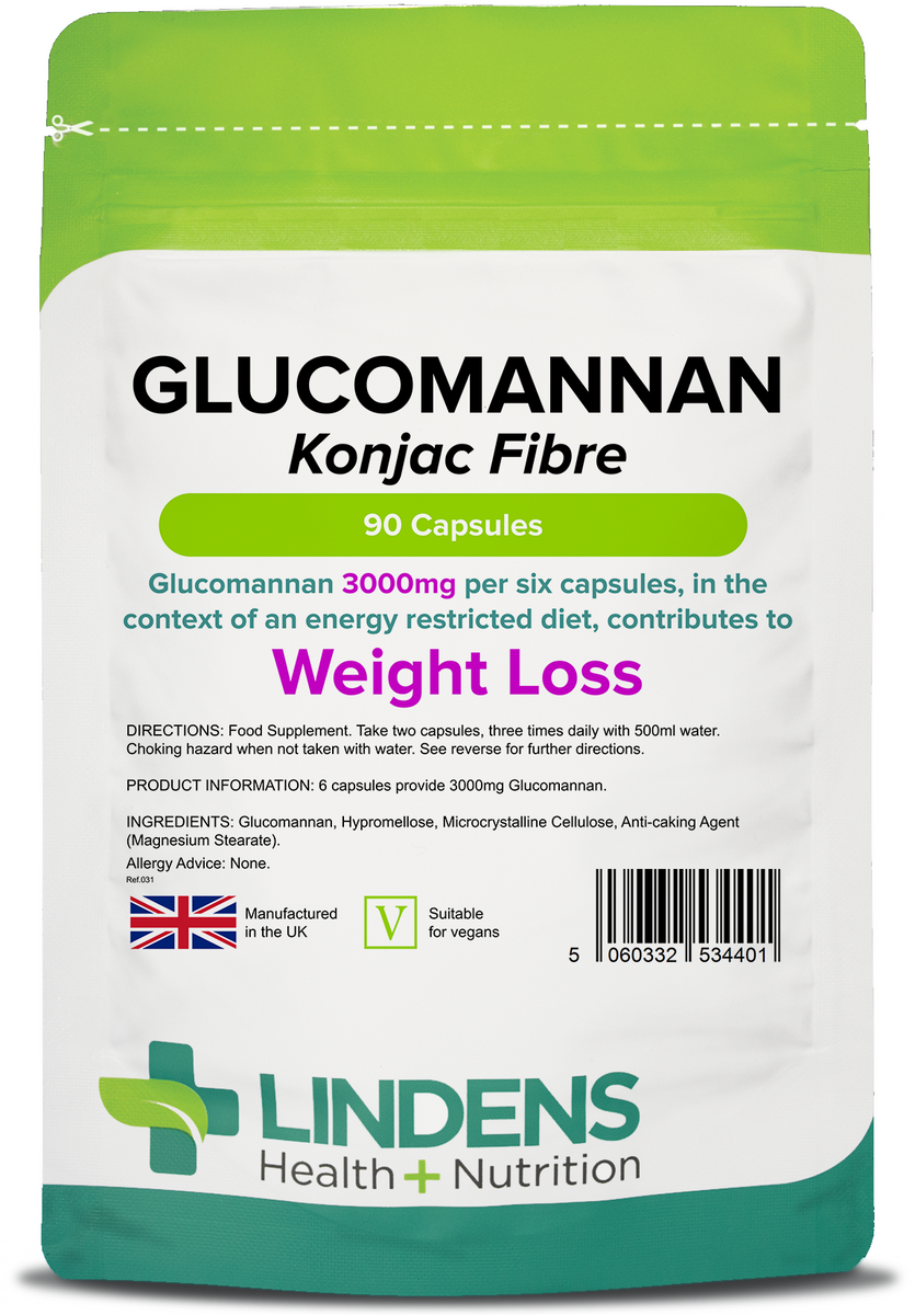 Glucomannan Konjac Fibre 500mg Capsules Supplements Lindens