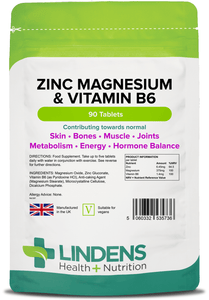 Zinc Magnesium & Vitamin B6 Tablets lindensUK 90 