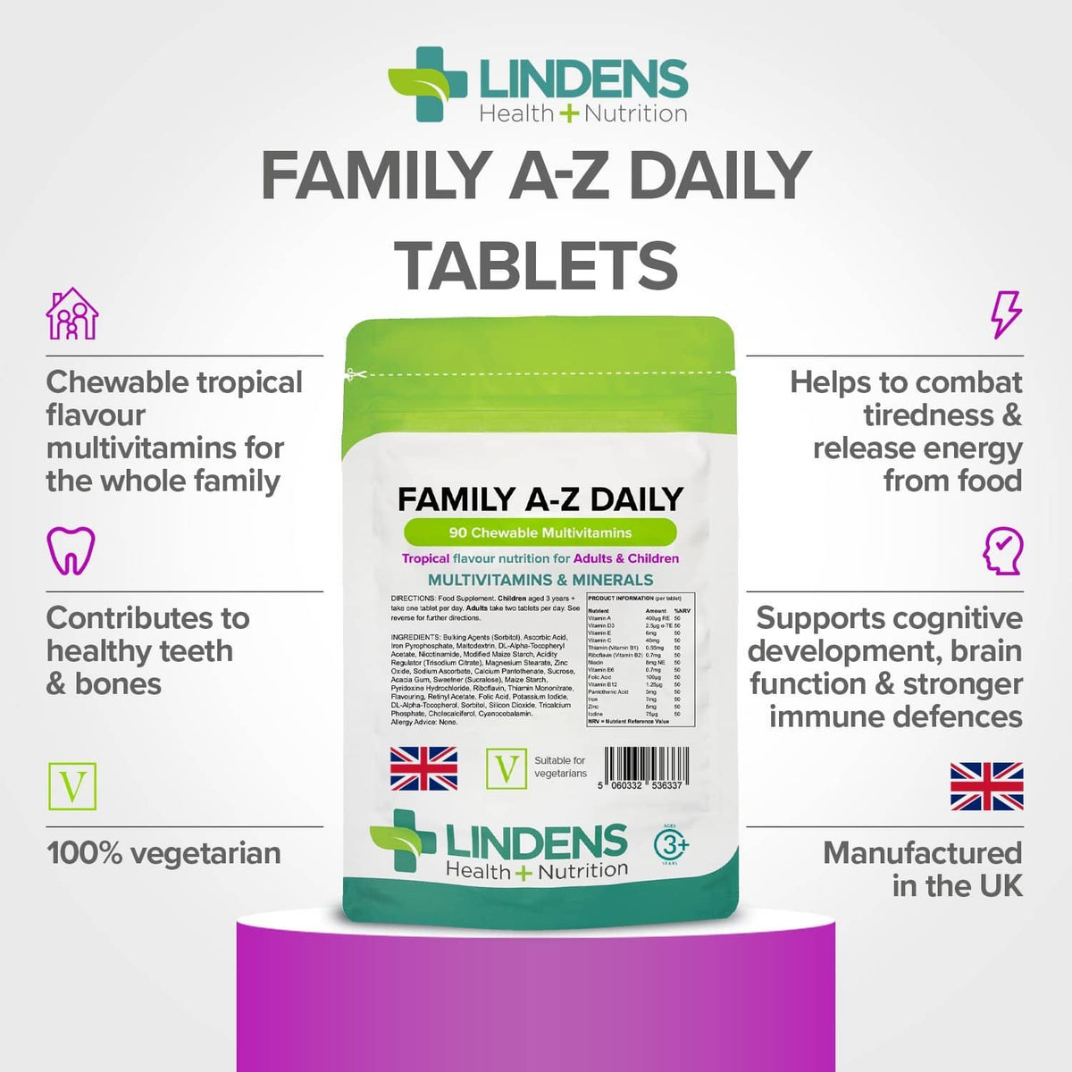 Lindens Ultivitain A-Z Daily Tablets - 90 Pack - Perfect Vitain & Ineral Balance Of Vitain - View #4