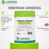 Siberian Ginseng 1000mg Tablets lindensUK 