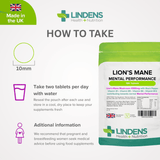 Lion's Mane 4000mg Tablets Lindens Health + Nutrition 