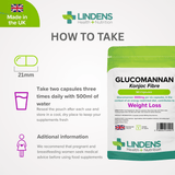 Glucomannan (Konjac Fibre) 500mg Capsules lindensUK 