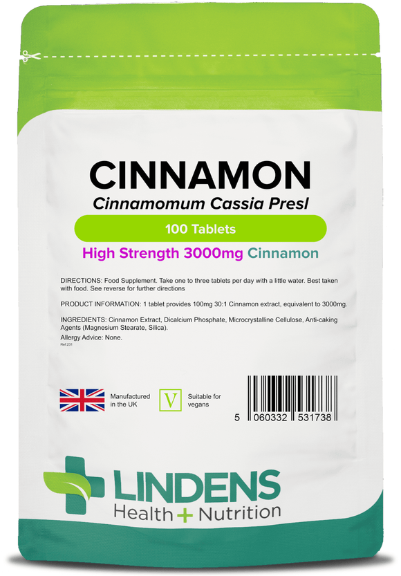 Cinnamon 3000mg Tablets lindensUK 100 