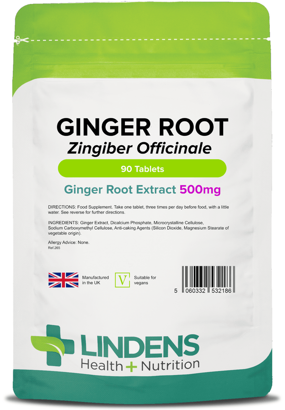 Ginger Root 500mg Tablets lindensUK 90 