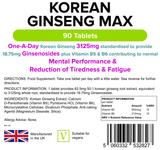 Korean Ginseng Max 3125mg Tablets lindensUK 