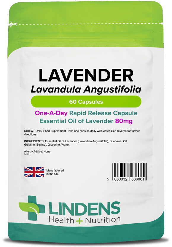 Lavender Essential Oil 80mg Capsules lindensUK 60 