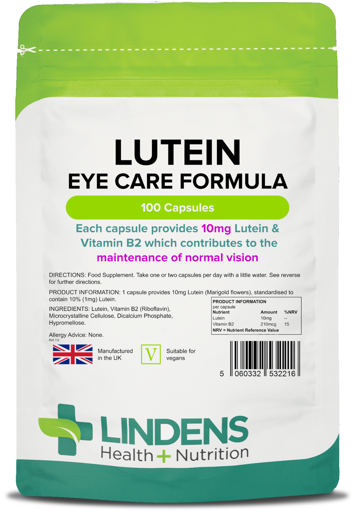 Lutein 10mg (Marigold Extract) Capsules | Botanicals | Lindens ...