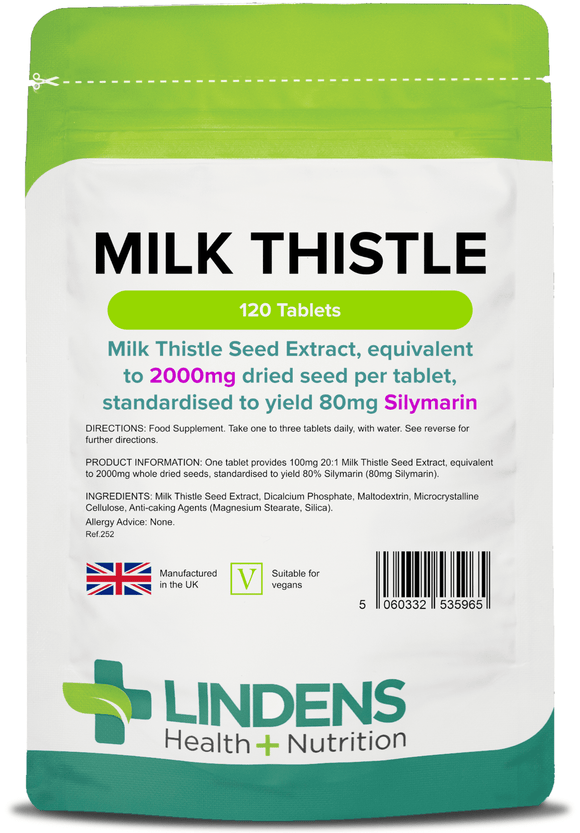 Milk Thistle Seed Extract 100mg (2000mg eq) Tablets lindensUK 