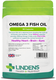 Omega 3 Fish Oil (30% DHA-EPA) Capsules lindensUK 90 