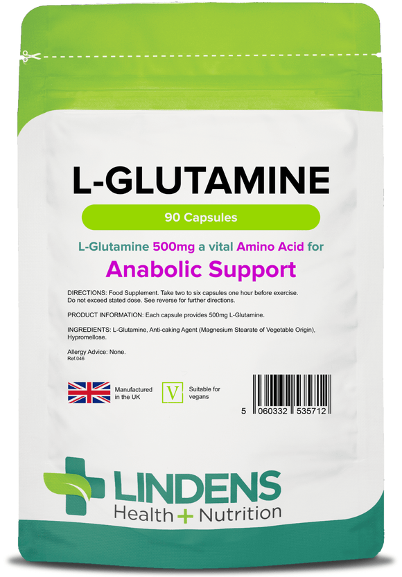 L-Glutamine 500mg Capsules lindensUK 90 