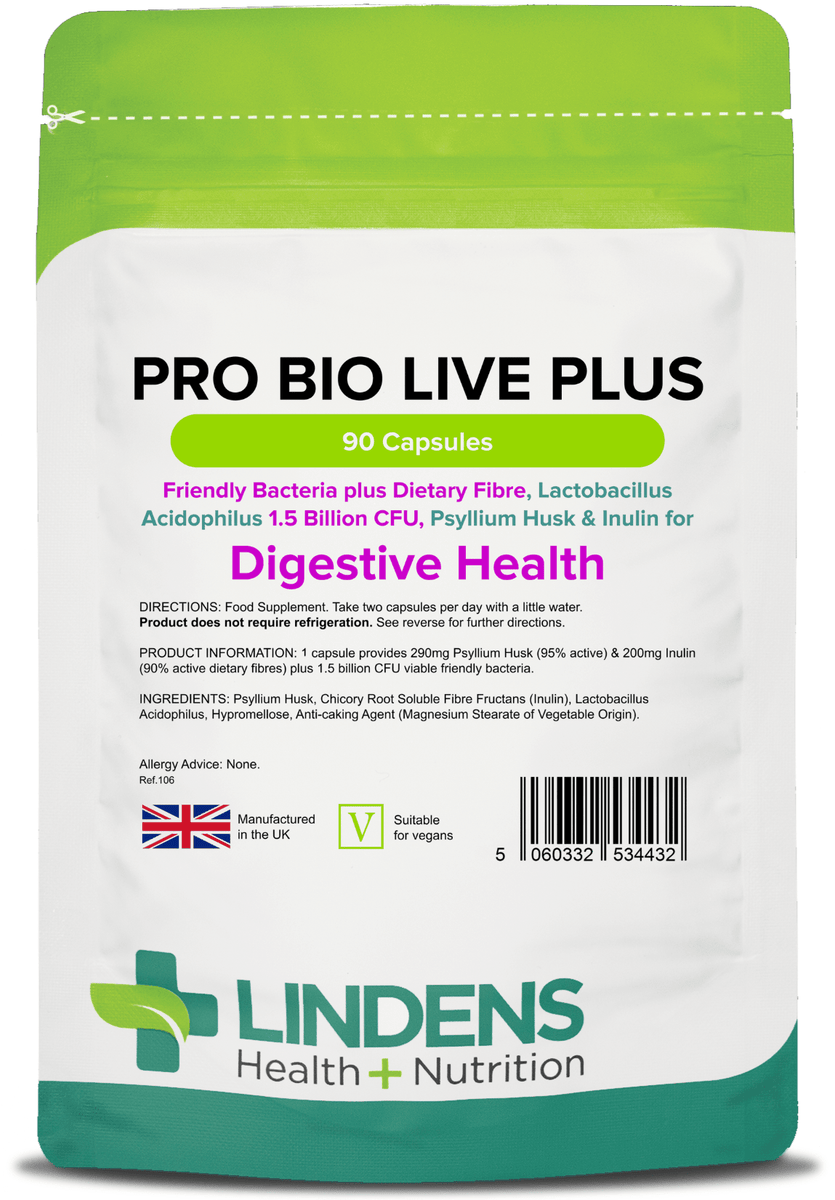 Pro Bio Live Plus (+dietary fibre) Capsules | Probiotics | Lindens ...