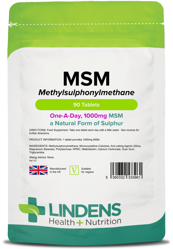 MSM (methylsulphonylmethane) 1000mg Tablets lindensUK 