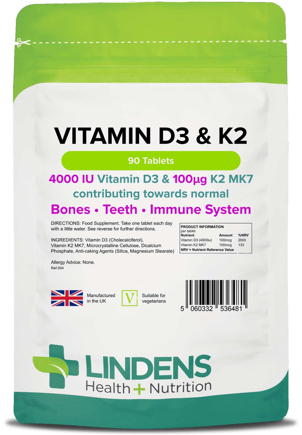 Vitamin D3 4000IU & K2 – Lindens Health + Nutrition