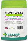 Vitamin D3 4000IU & K2 Lindens Health + Nutrition 90 