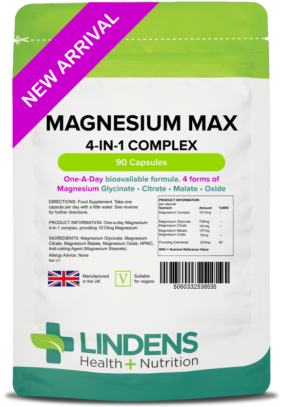 NEW Magnesium Max 4-in-1 Complex Lindens Health + Nutrition 90 