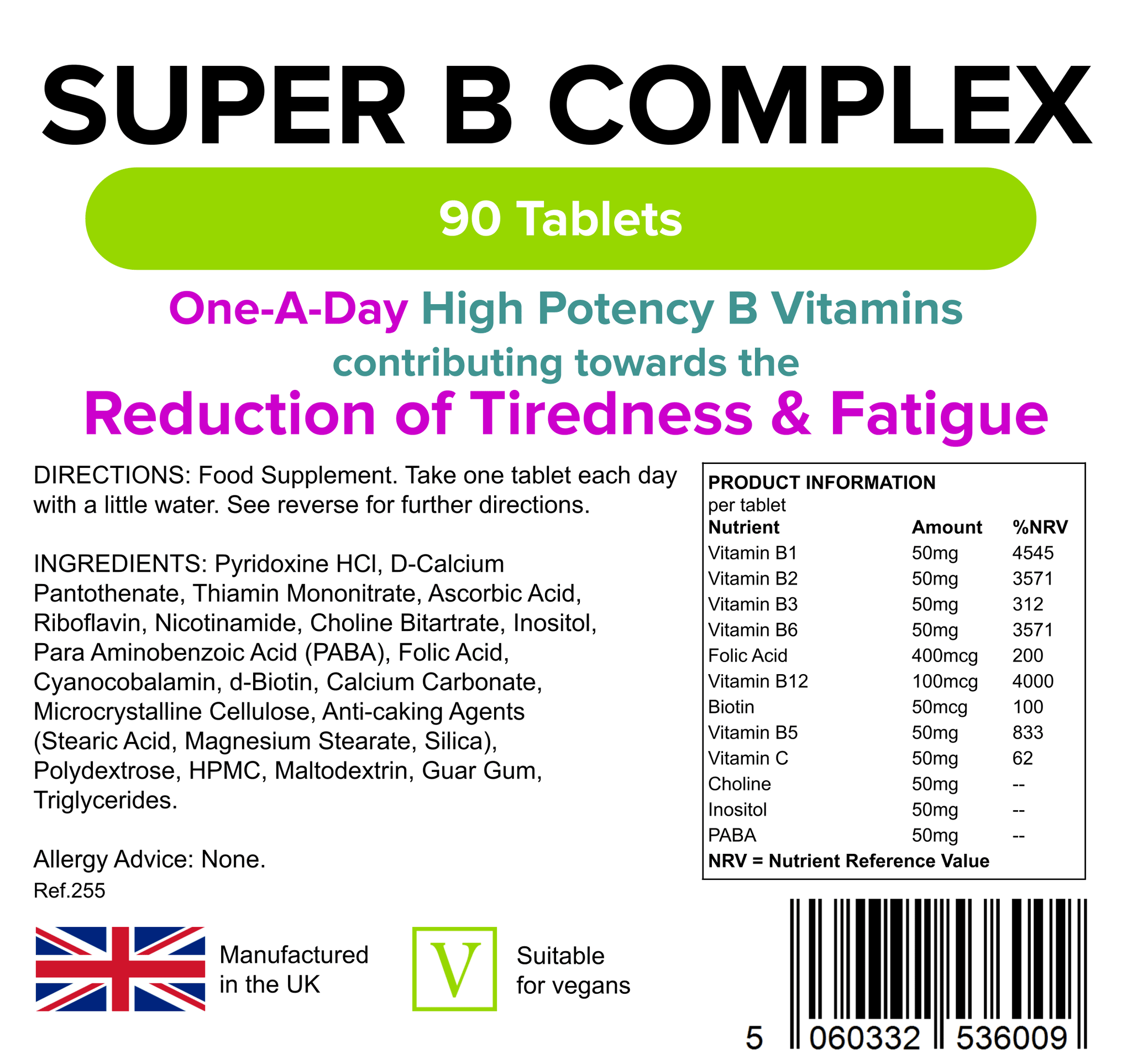 Super Vitamin B Complex Tablets | Vitamins | Lindens