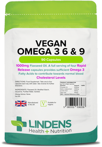 Vegan Omega 3 6 & 9 1000mg Capsules lindensUK 4 x 90 