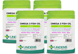 Omega 3 Fish Oil (30% DHA-EPA) Capsules lindensUK 4 x 90's 