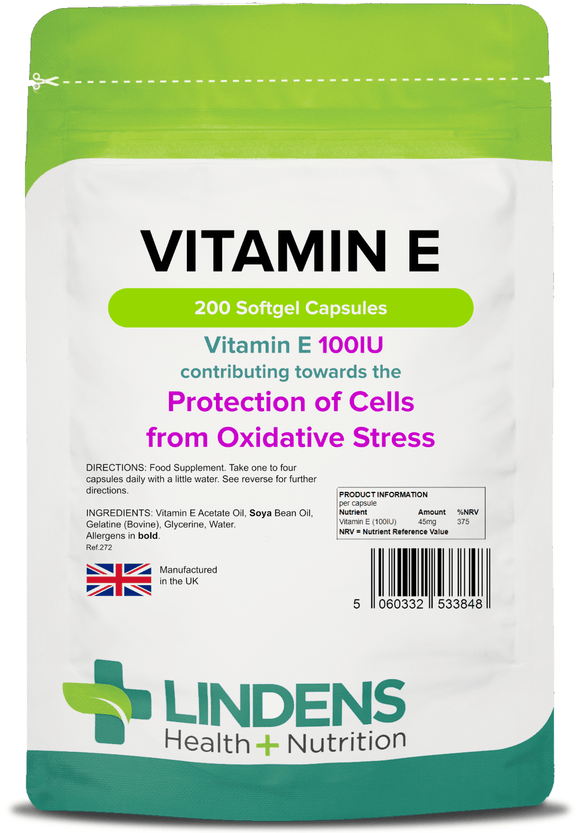 Vitamin E 100IU Capsules lindensUK 200 