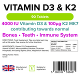 Vitamin D3 4000IU & K2 Lindens Health + Nutrition 