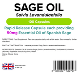 Sage Essential Oil 50mg Capsules lindensUK 