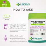 Zinc Magnesium & Vitamin B6 Tablets lindensUK 