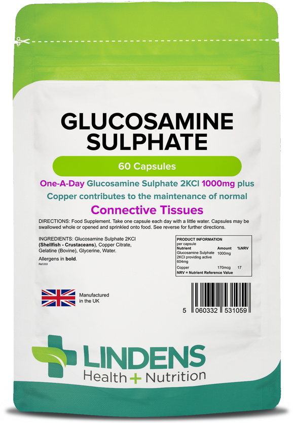 Glucosamine Sulphate 1000mg capsules lindensUK 60 