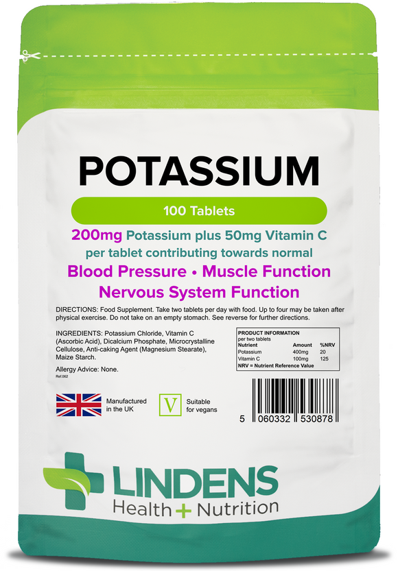 Potassium 200mg Tablets lindensUK 100 