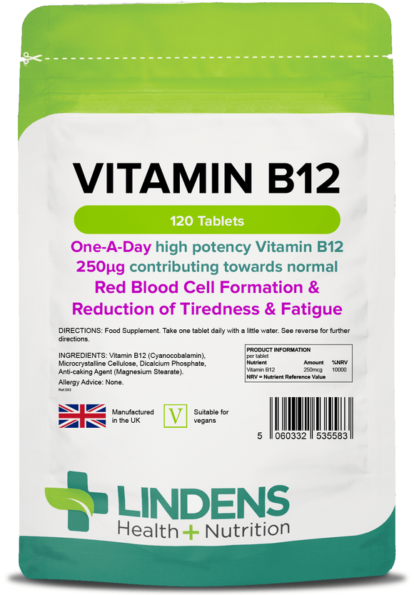 Vitamin B12 250mcg Tablets lindensUK 120 