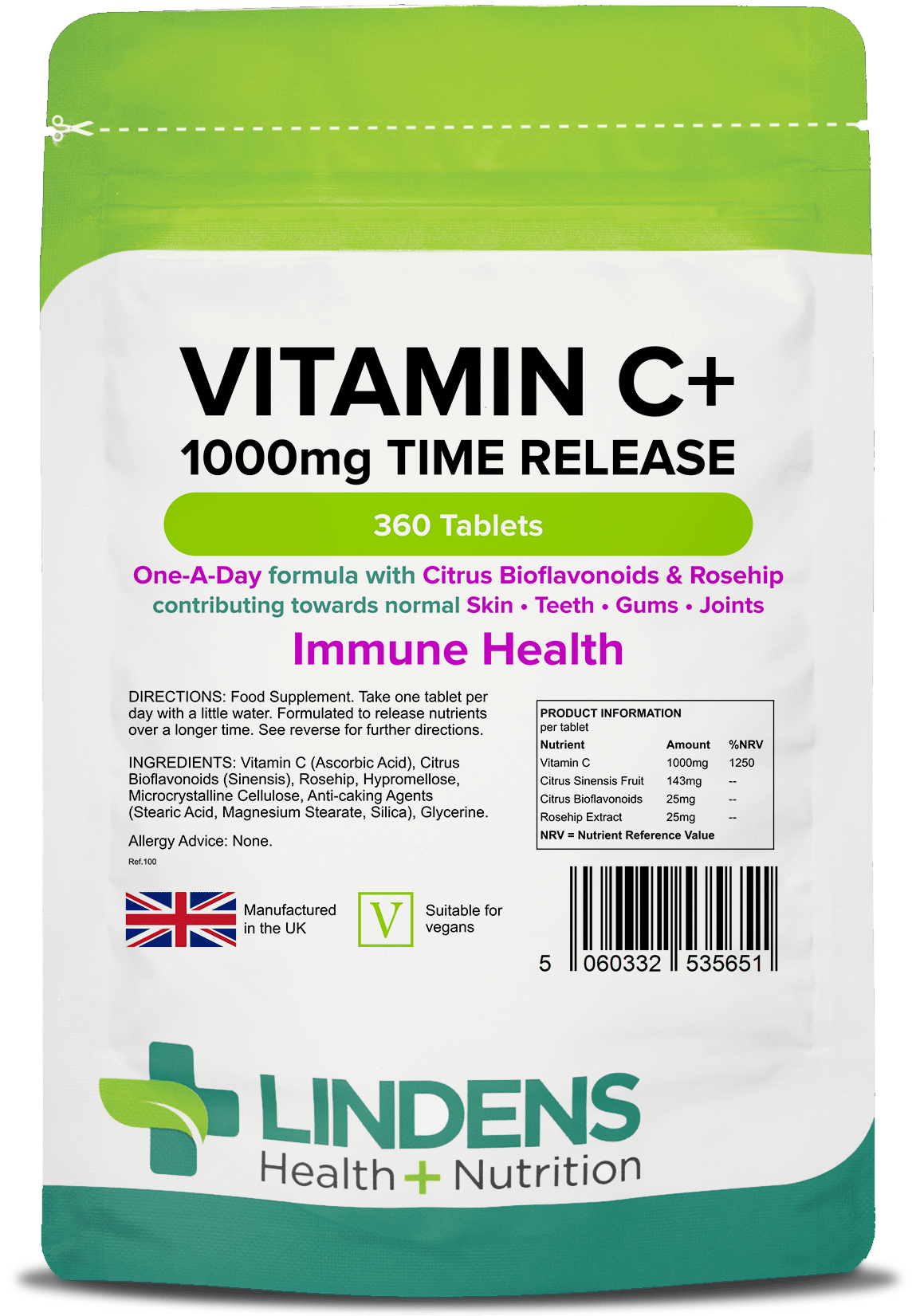 Vitamin C+ 1000mg (Time Release) Tablets | Vitamins | Lindens