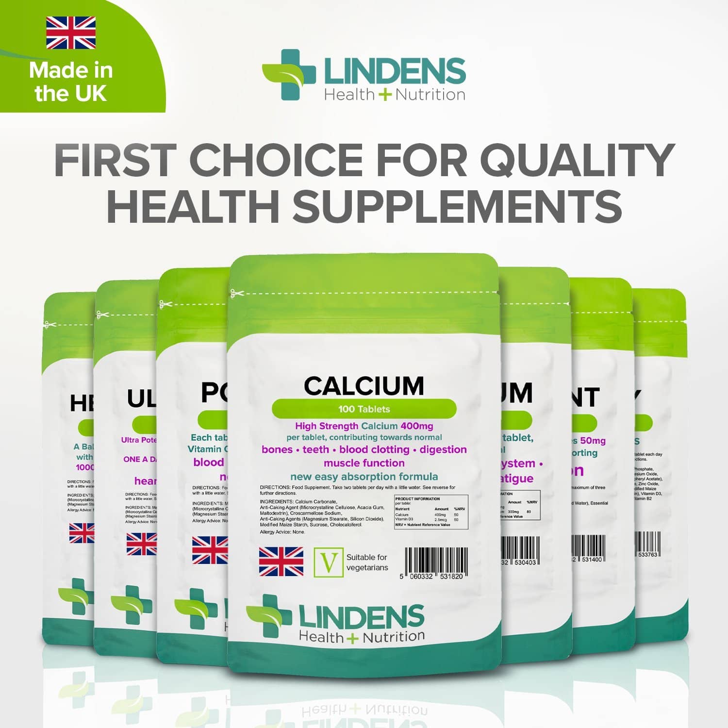 Complément Alimentaire Lindens Calcium, Magnésium Et Vitamine D - 2 Paquets De 240 Comprimés