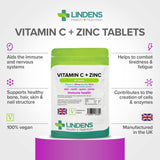 Vitamin C + Zinc Tablets 90 Pack Lindens Heath + Nutrition 