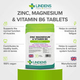 Zinc Magnesium & Vitamin B6 Tablets lindensUK 